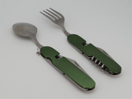 Туристический набор ложка/вилка/нож. Металл, размеры: длина в сложенном состояни. . фото 4