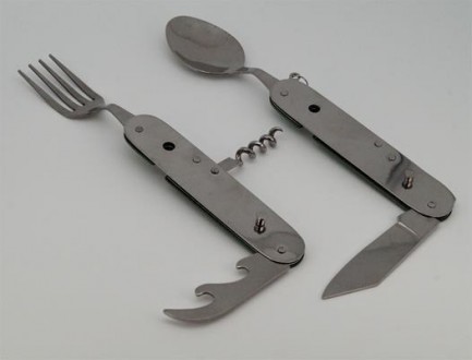 Туристический набор ложка/вилка/нож. Металл, размеры: длина в сложенном состояни. . фото 5