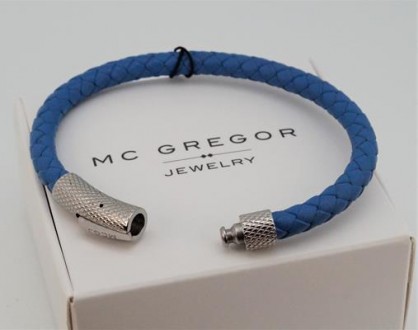 Браслет блакитний (Capri blue) з натуральної шкіри фірми "MC GREGOR". У наявност. . фото 6