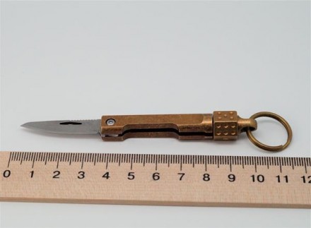 Брелок-ніж на ключі "Спиннер" (колір — золото, матеріал — латунь/метал). Довжина. . фото 3