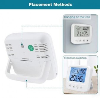 Часы с датчиком температуры, гигрометром и подсветкой. В комплекте имеется двуст. . фото 5
