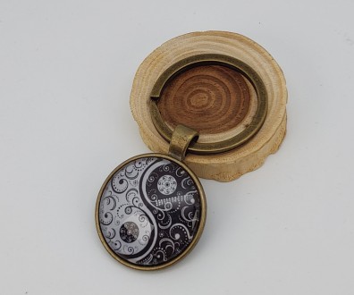 Брелок для ключів "Інь-Янь". Метал, скло, колір — бронза, розміри: довжина загал. . фото 5
