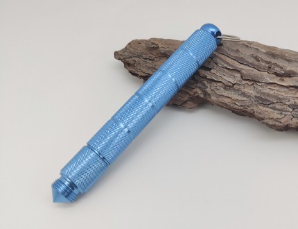 Брелок-ніж/склобій на ключі (колір — блакитний, матеріал — алюміній/сталь). Довж. . фото 4
