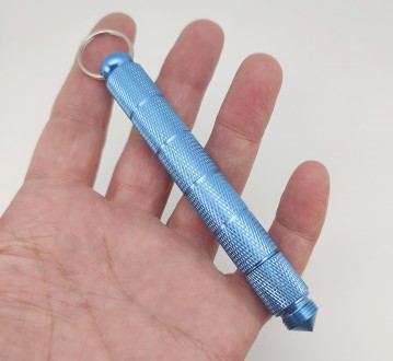 Брелок-ніж/склобій на ключі (колір — блакитний, матеріал — алюміній/сталь). Довж. . фото 3