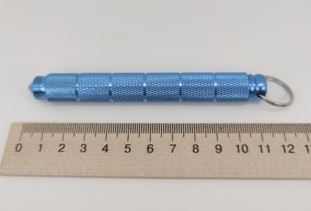 Брелок-ніж/склобій на ключі (колір — блакитний, матеріал — алюміній/сталь). Довж. . фото 6