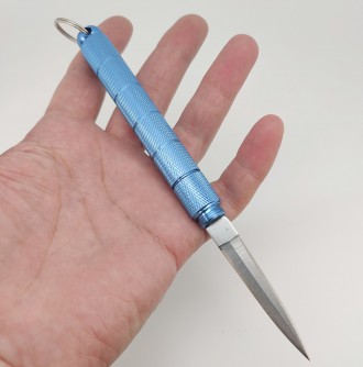 Брелок-ніж/склобій на ключі (колір — блакитний, матеріал — алюміній/сталь). Довж. . фото 2