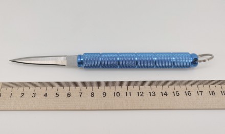 Брелок-ніж/склобій на ключі (колір — блакитний, матеріал — алюміній/сталь). Довж. . фото 5