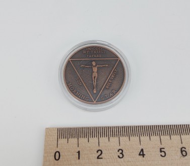 Монета сувенирная "Люцифер" (Сатана) цвет - медный. Диаметр монеты 3,50 см., тол. . фото 4