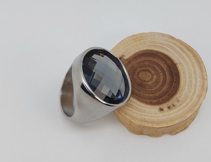Кольцо бижутерное 19,0 размер (дымчатый фианит, огранка) Материал - ювелирный сп. . фото 3