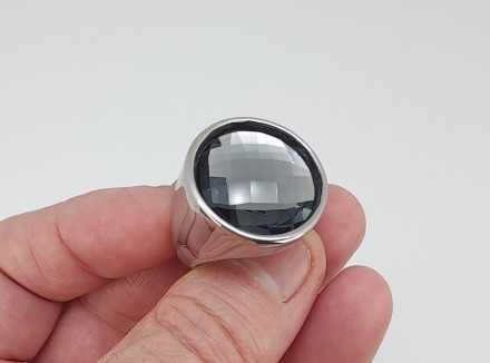 Кольцо бижутерное 19,0 размер (дымчатый фианит, огранка) Материал - ювелирный сп. . фото 2
