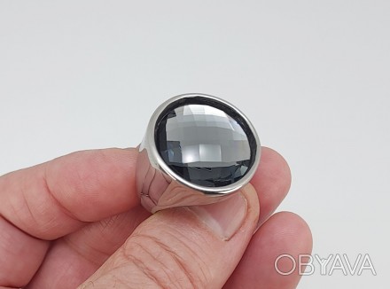 Кольцо бижутерное 19,0 размер (дымчатый фианит, огранка) Материал - ювелирный сп. . фото 1