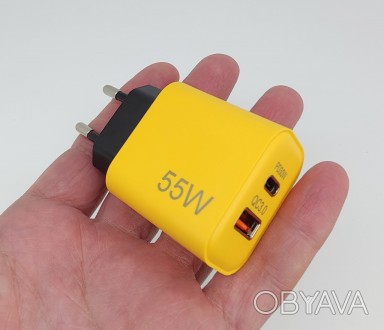 
55W Зарядное устройство с USB и type-C для телефона с быстрой зарядкой PD 30W. . . фото 1