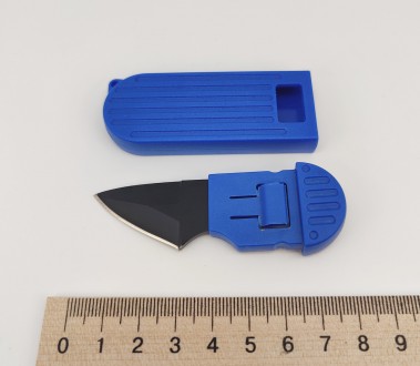 Брелок-нож на ключи, пластик/металл (синий). Длина общая в сложенном состоянии 8. . фото 6