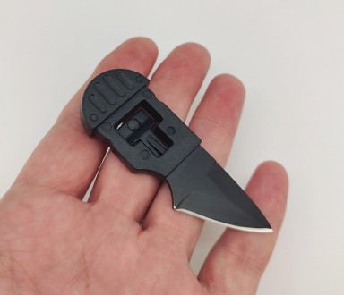 Брелок-нож на ключи, пластик/металл (черный). Длина общая в сложенном состоянии . . фото 3