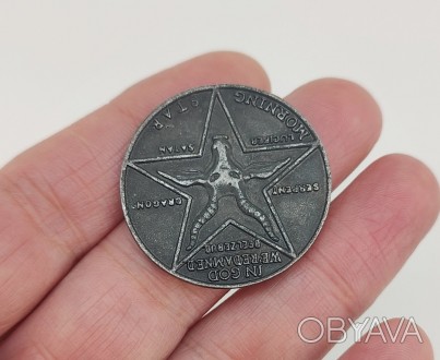 Монета сувенирная "Люцифер" (Сатана) цвет - античное серебро. Диаметр монеты 3,5. . фото 1