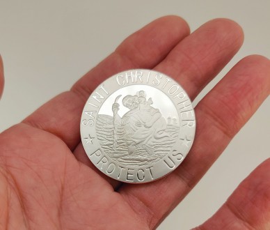 Монета для лоцманов и перевозчиков "Св. Христофор". Диаметр монеты 4,00 см., тол. . фото 2