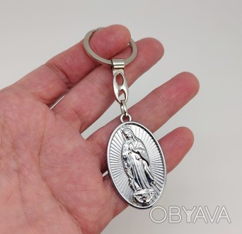 Брелок для ключей "Дева Мария". Металл, размеры: длина общая 10,50 см., ширина 2. . фото 1