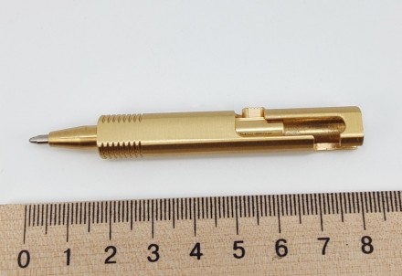 Ручка-мини "Карабин" (латунь). Ручка-мини латунная, механизм выдвижения стержня . . фото 7