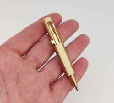 Ручка-мини "Карабин" (латунь). Ручка-мини латунная, механизм выдвижения стержня . . фото 2
