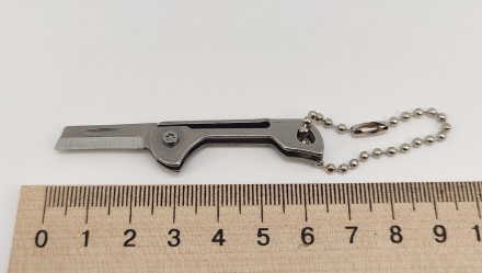 Брелок-нож на ключи (металлический). Длина в сложенном виде 4,20 см., длина в вы. . фото 6