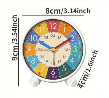 
Годинник настільний різнобарвний із будильником. Висота годин 8,70 см., діаметр. . фото 5