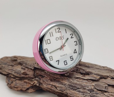 Годинники-міні, настільні (рожеві). Висота годин 4,20 см., діаметр 4,00 см., гли. . фото 7
