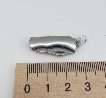Брелок-нож на ключи (цвет - Серебро, материал - металл). Длина общая в сложенном. . фото 7