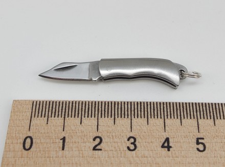 Брелок-нож на ключи (цвет - Серебро, материал - металл). Длина общая в сложенном. . фото 6