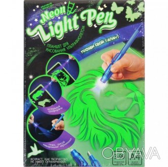 Набір креативної творчості "NEON LIGHT PEN" для малювання ультрафіолетом. На пла. . фото 1