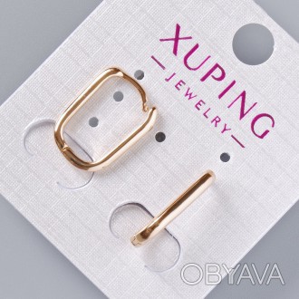 Сережки Xuping d-17х2,5мм+-, позолота 18К купити біжутерію дешево в інтернеті. . фото 1