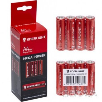 Батарейка ENERLIGHT Mega Power Alkaline LR-6 SP-4 AA, 24 штук у коробці, ціна за. . фото 1