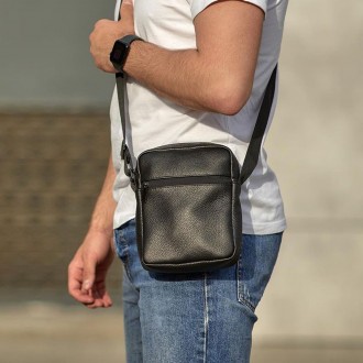 Якісна чоловіча сумка з натуральної шкіри 100%, сумка має 3 основні кишені, сере. . фото 5
