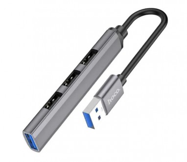 USB hub хаб HOCO HB26 на 4 USB порта USB 3.0*1+USB 2.0*3 серый до 1Tb. Івано-Франківськ. фото 1 USB hub хаб HOCO HB26 на 4 USB порта USB 3.0*1+USB 2.0*3 серый до 1Tb. Івано-Франківськ. фото 1