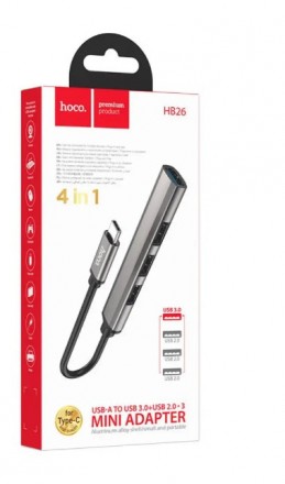 USB hub хаб HOCO HB26 на 4 USB порта Type-C to USB
USB Hub Hoco HB26 4-in-1 - эт. . фото 6