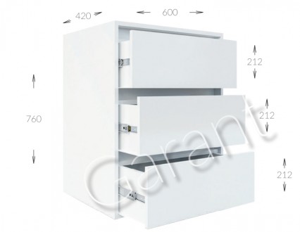 Комод «Идея К 760/600/3Ш» с тремя выдвижными ящиками от фабрики «Garant»
Размеры. . фото 9