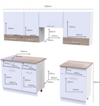 Кухня Лея Белый/Белый вставка Сонома 220х60х250 (81359337) 
	Корпус и фасад изде. . фото 3