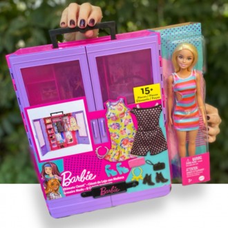 Ігровий набір переносна шафа валіза з лялькою Барбі Barbie Fashionistas Ultimate. . фото 2