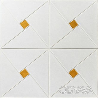 Самоклеющаяся 3D панель золотые квадраты 700x700x6,5мм (373) - преобразите ваш р. . фото 1