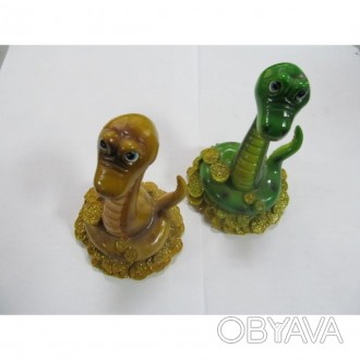  Керамическая статуэтка "Змея охраняет золото" mix2, 8.9*8.2*12.4. . фото 1
