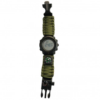  Часы наручные 1213AG SKMEI PARACORD, ARMY GREEN BIG SIZE, Compass, термометр, с. . фото 3