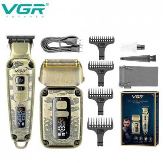 Мужской набор VGR V-641, машинка для стрижки + бритва шейвер, Professional, 4 на. . фото 2