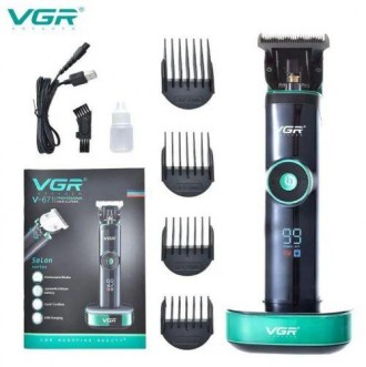 Машинка (триммер) для стрижки волос VGR V-671, Professional, 4 насадки, LED Disp. . фото 2