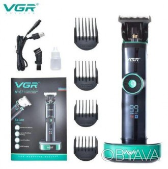 Машинка (триммер) для стрижки волос VGR V-671, Professional, 4 насадки, LED Disp. . фото 1