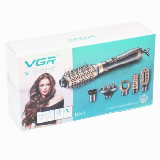 Фен стайлер для укладки и завивки волос VGR V-491 6 в 1, Professional, 1000 Вт. . фото 8