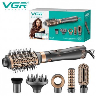 Фен стайлер для укладки и завивки волос VGR V-491 6 в 1, Professional, 1000 Вт. . фото 2