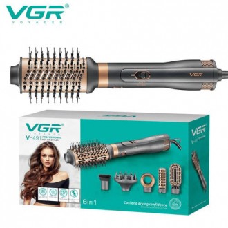 Фен стайлер для укладки и завивки волос VGR V-491 6 в 1, Professional, 1000 Вт. . фото 11