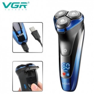 Электробритва VGR V-387 для мужчин, роторная для влажного и сухого бритья, IPX6,. . фото 3