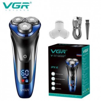 Электробритва VGR V-387 для мужчин, роторная для влажного и сухого бритья, IPX6,. . фото 2