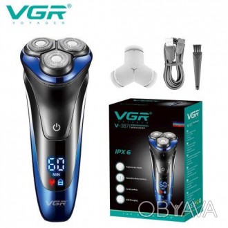 Электробритва VGR V-387 для мужчин, роторная для влажного и сухого бритья, IPX6,. . фото 1