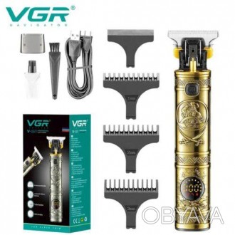 Машинка (триммер) для стрижки волос и бороды VGR V-097 gold, Professional, 4 нас. . фото 1